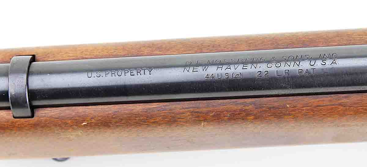 Mossberg stamped early civilian market Model 44 U.S. rifles with “U.S. Property” and “44 U.S.(a).”